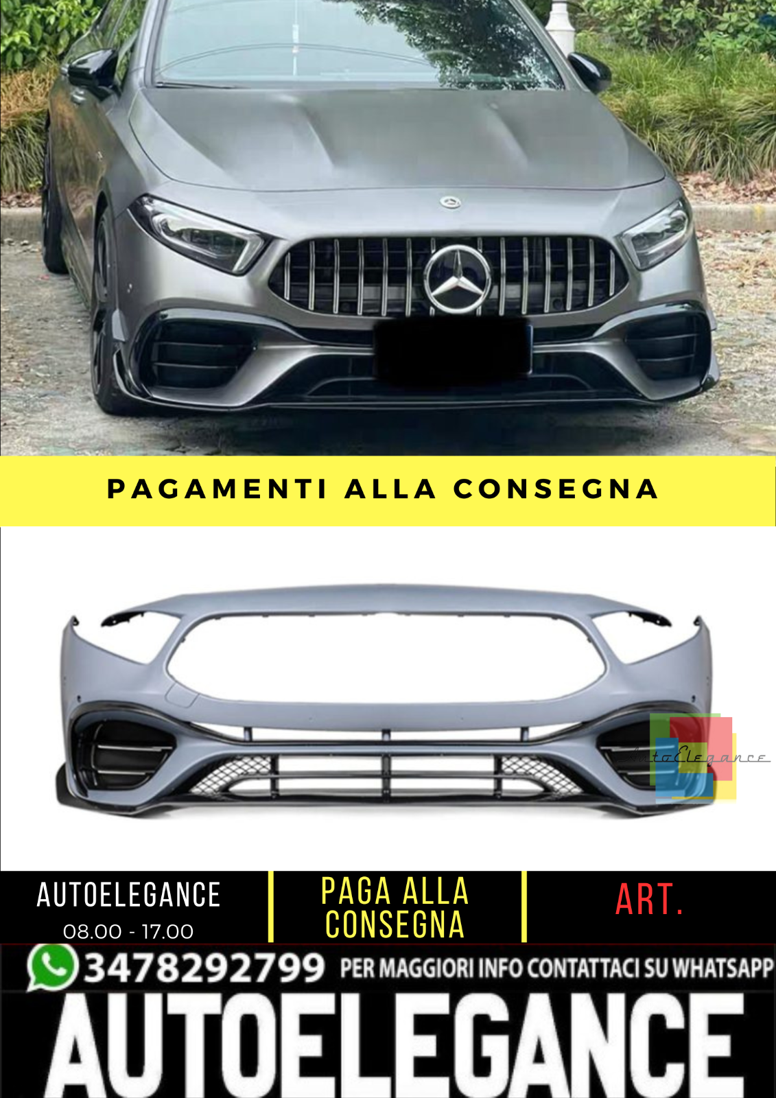 Parachoques Delantero A45 AMG Look para Mercedes Clase A (W177) (2018-On)
