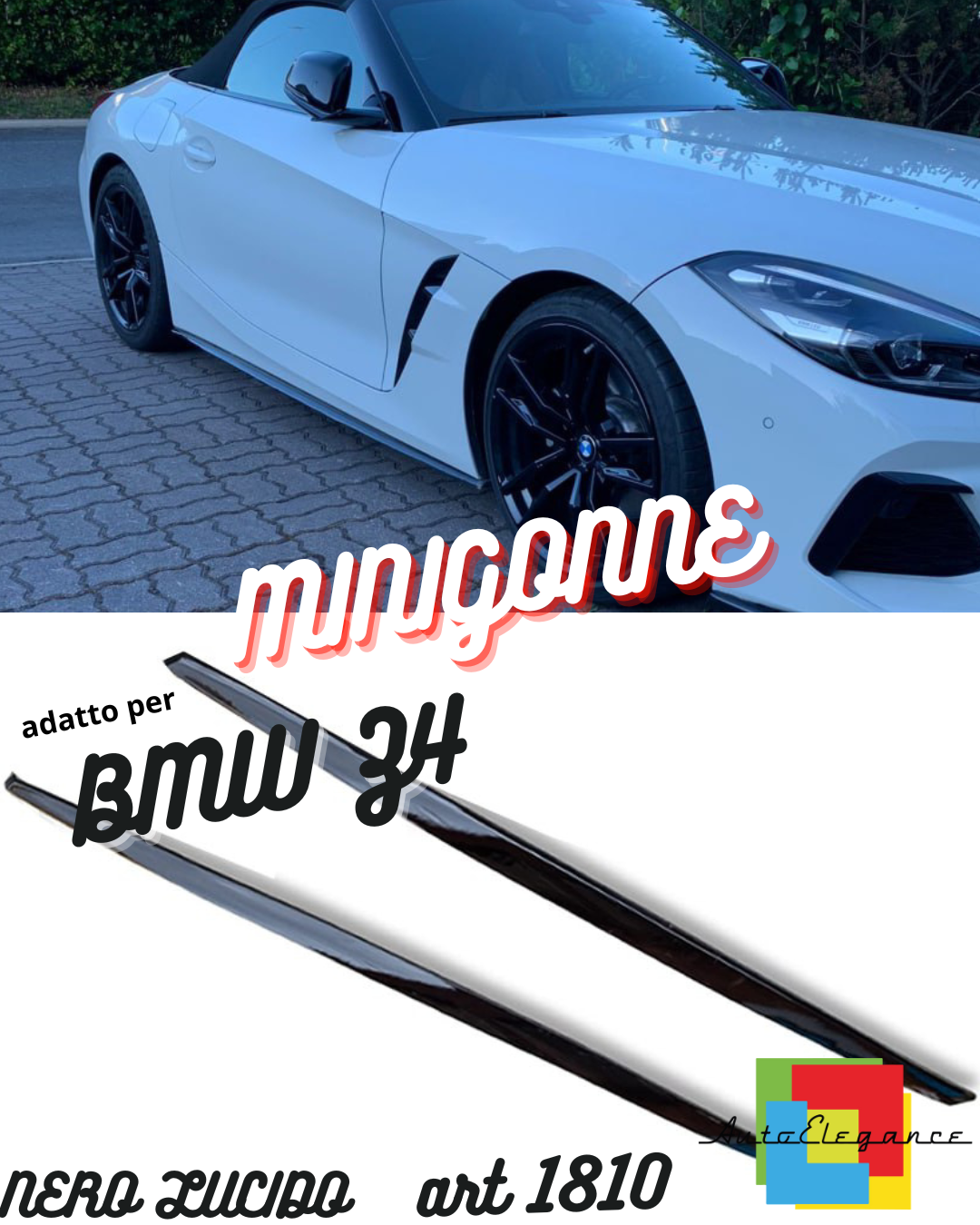 1810 SOTTO MINIGONNE ADATTO PER BMW Z4 G29 2018+ LOOK M NERO LUCIDO