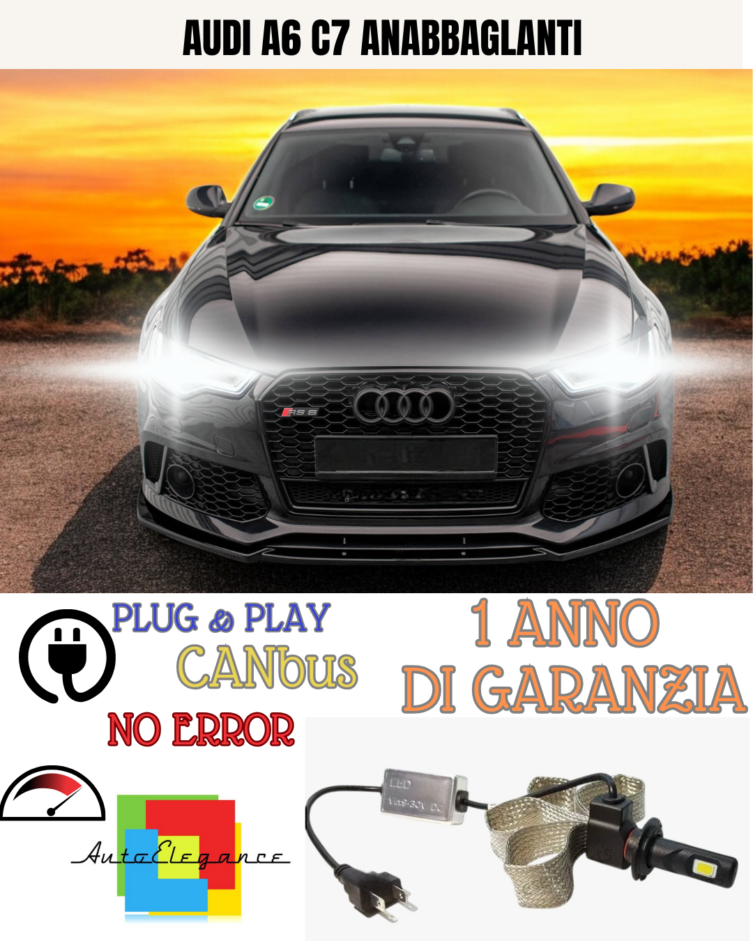 🔥KIT LED AUDI A6 C7 H7 6000K  BIANCO ANABBAGLIANTI🔥