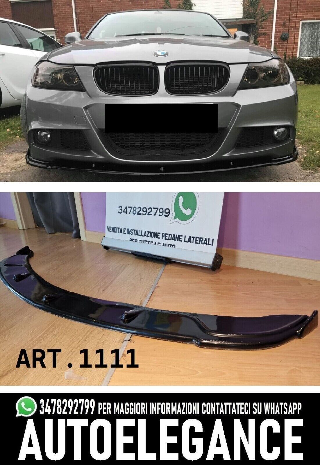 SPLITTER ADAPTE POUR BMW E90 E91 MSPORT 2008-2011 NOIR BRILLANT 1111
