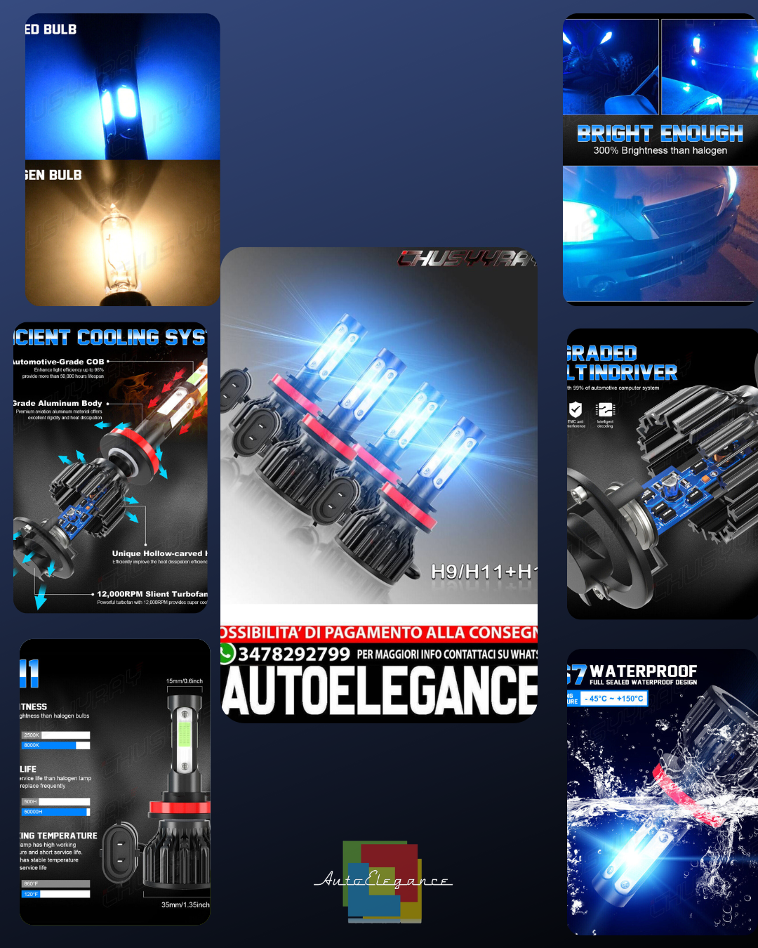 4 Pz H11 + H11 Blau Eis Cob LED Leuchtt&uuml;rme Gl&uuml;hbirnen Hi/Lo Strahl F&uuml;r Nissan