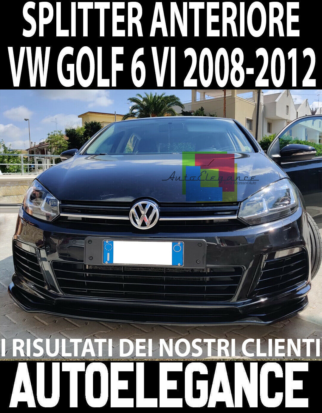 VW GOLF 6 RLINE 2008-2012 SOTTO PARAURTI ANTERIORE ABS SPORTIVO NERO SPLITTER .-