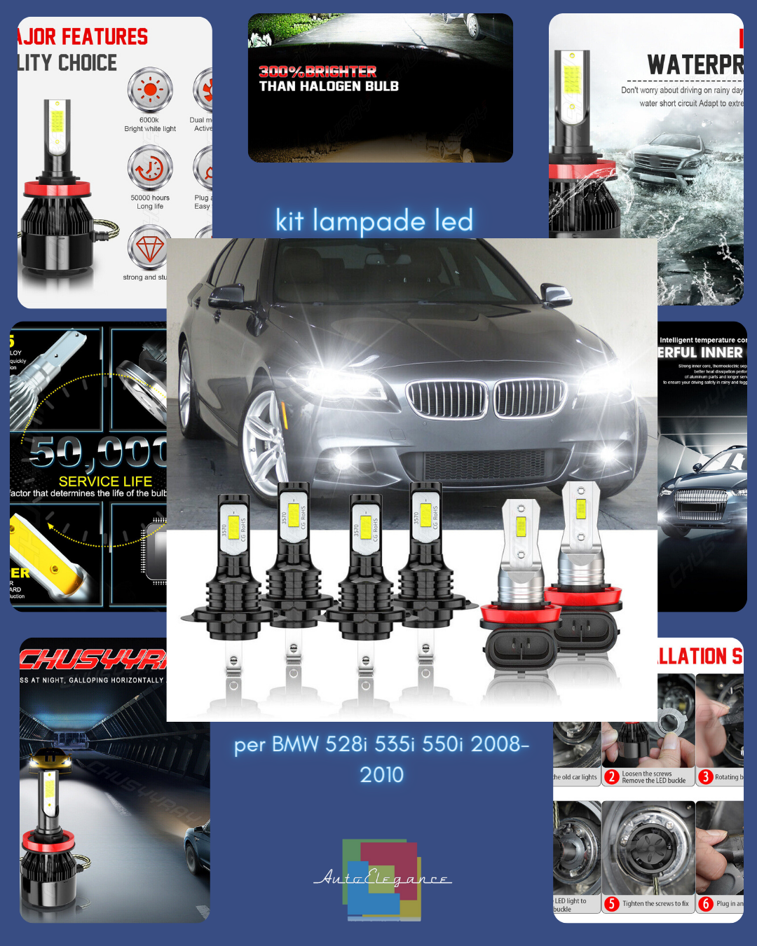 kit lampadine a led adatto per BMW 528i 535i 550i 2008-2010