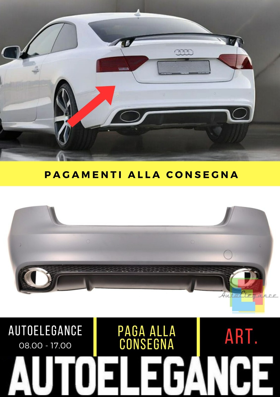 Paraurti Posteriore adatto per Audi A5 (8T) Sportback (2009-2016) RS5 Look