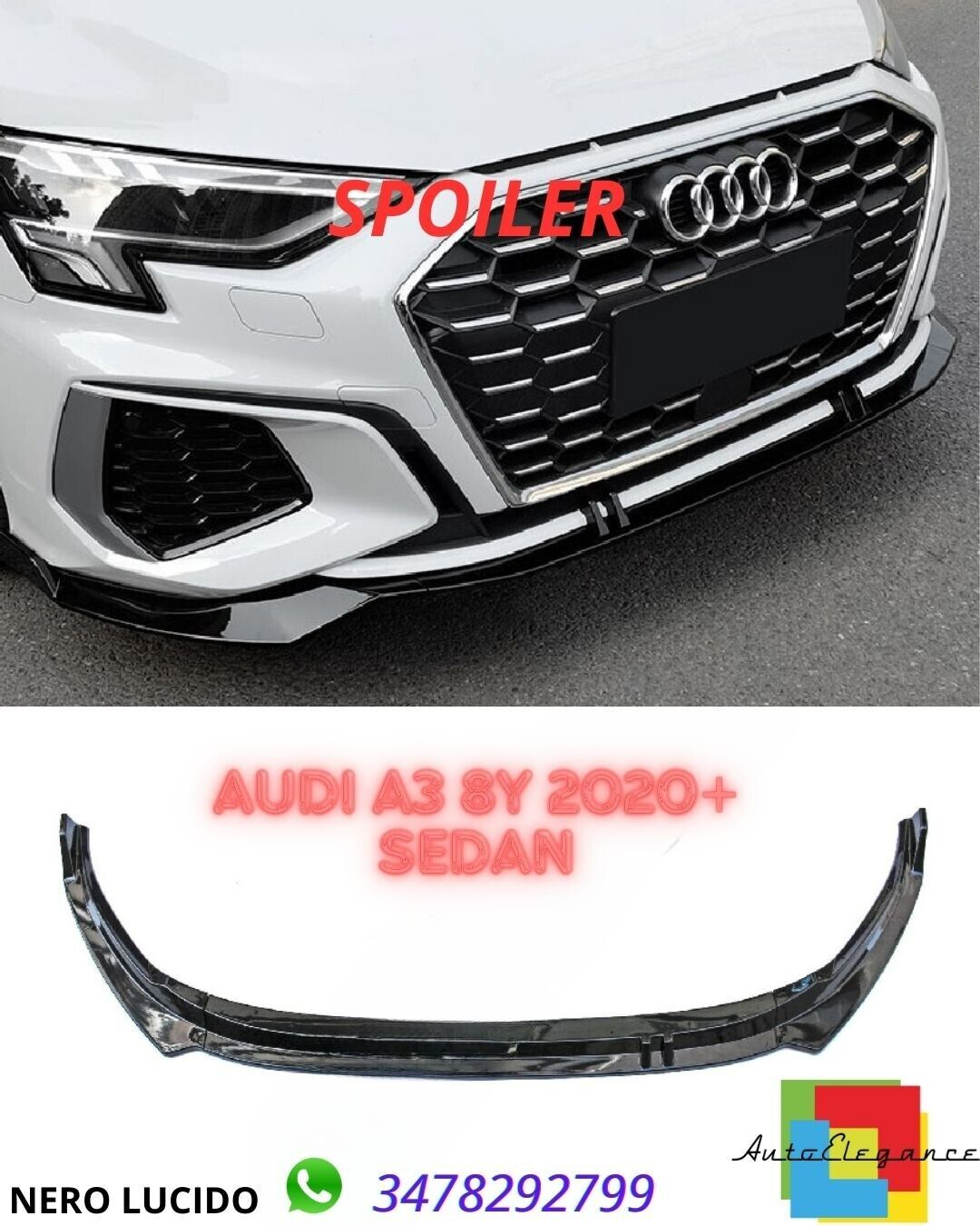 ?SPOILER negro brillante adecuado para Audi A3 8Y 2020+ Sedan?