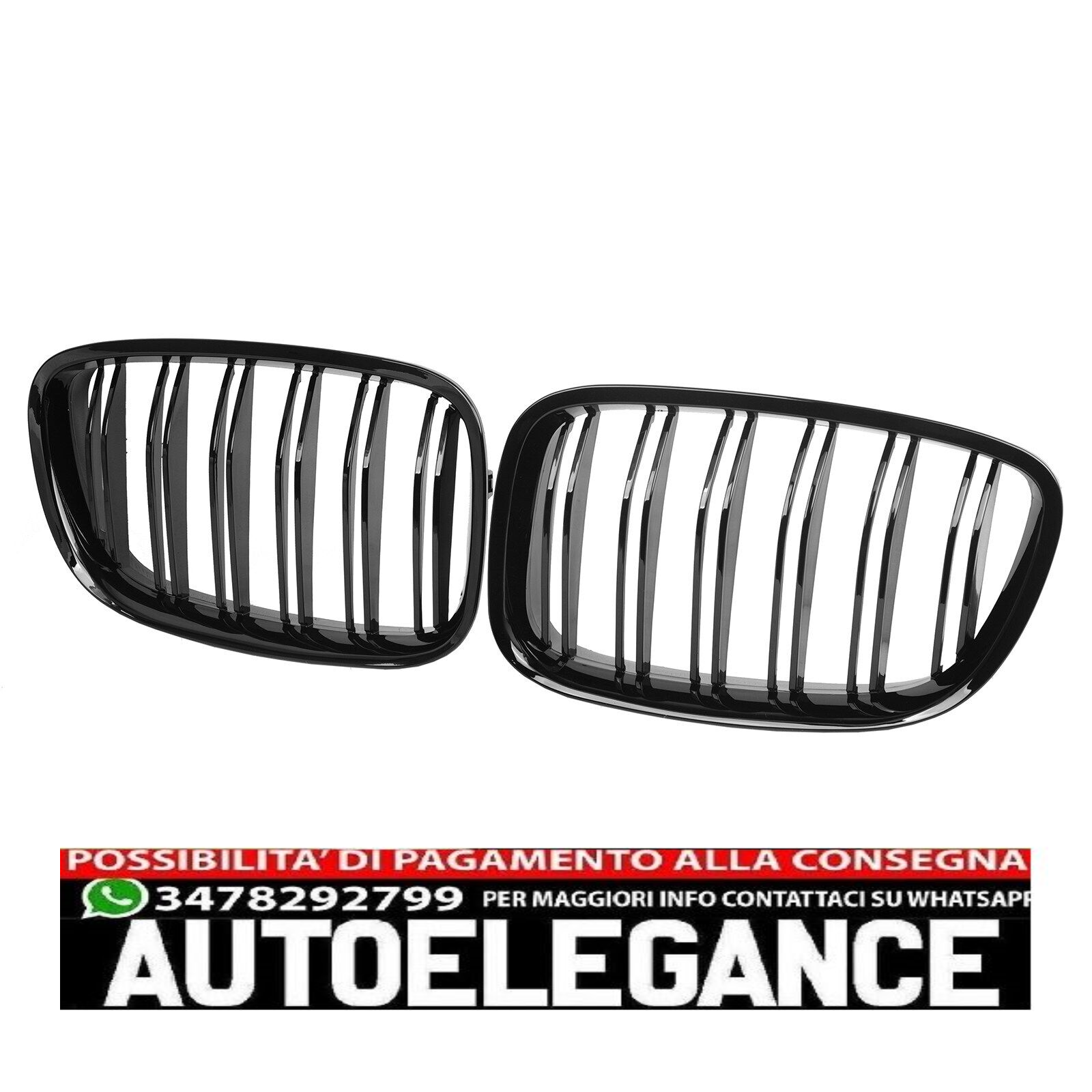 RADIATOR GRILLE DOUBLE BAR KIDNEYS SUITABLE FOR BMW 5 SERIES F07 GLITTERING BLAC