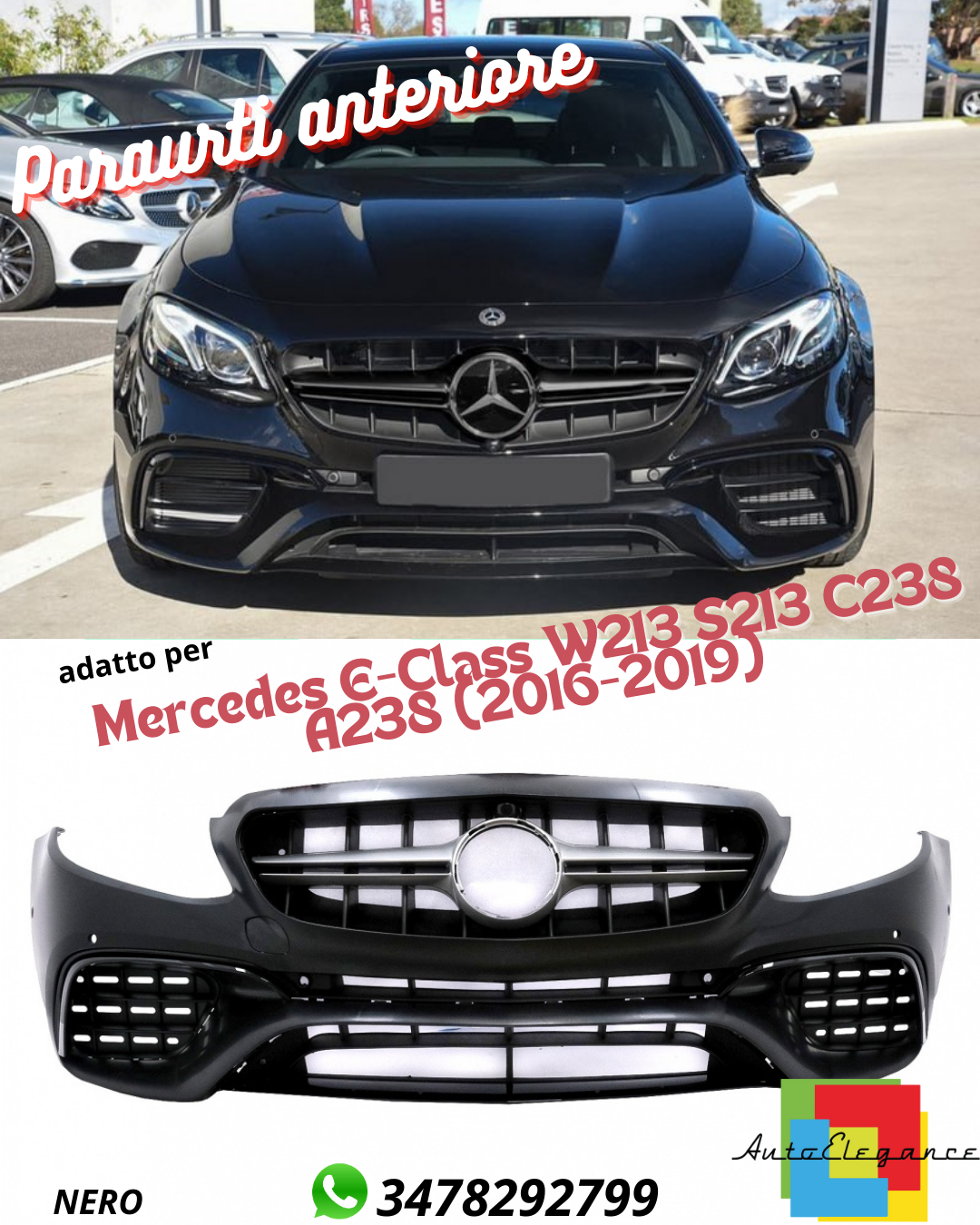 Paraurti anteriore adatto per Mercedes Classe E W213 S213 C238 A238 16-19