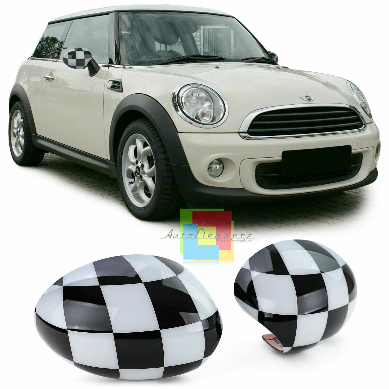 Mini R55 R56 R57 R58 R59 R60 Couvre Coque Miroir Drapeau 3M Adh&eacute;sif