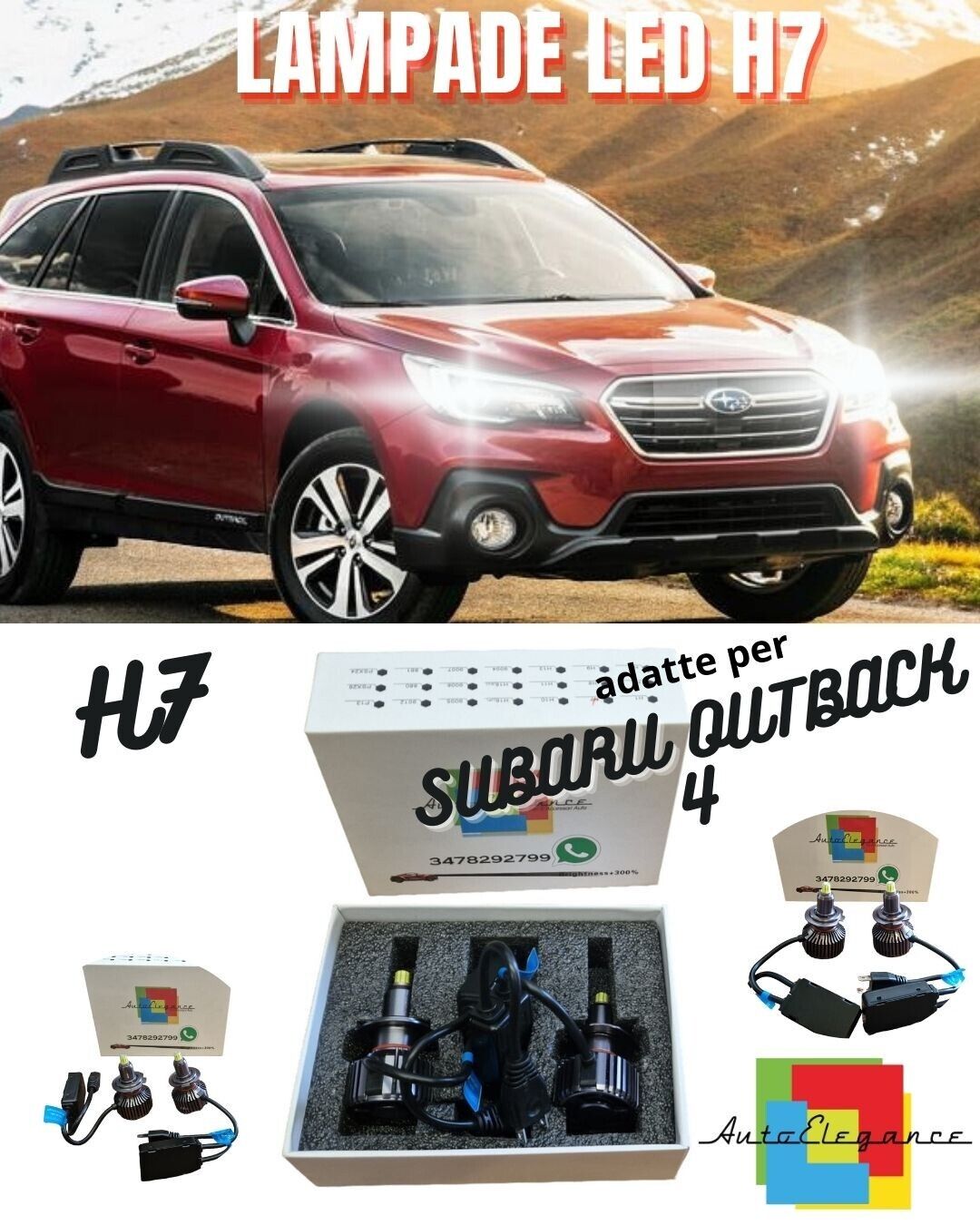 KIT FULL LED PER SUBARU OUTBACK 4 LAMPADE LED H7 BIANCO NO ERROR 9600 LUMEN