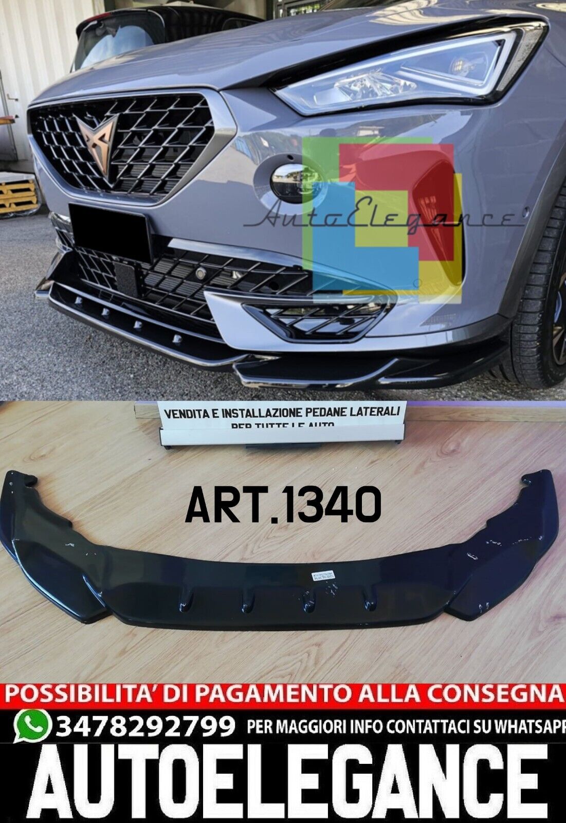 SPLITTER ADAPT&Eacute; &Agrave; CUPRA FORMENTOR 2020+ DESIGN SPORTIF NOIR BRILLANT