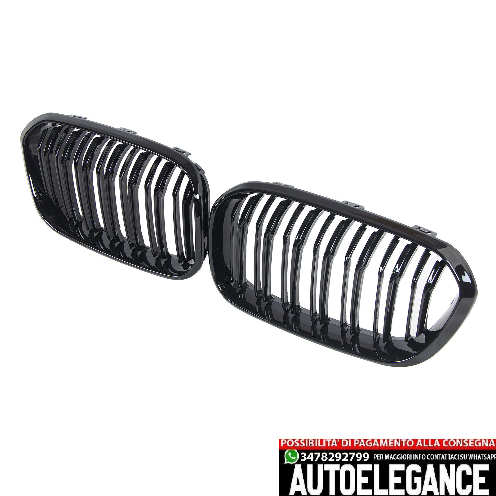 RADIATOR GRILLE DOUBLE BAR KIDNEYS SUITABLE FOR BMW 1 Series F20 F21 15-19 GLOSS