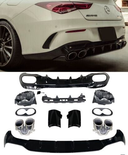 Diffuseur + Pare-Chocs Pot D'&Eacute;chappement 2x2 Chrome AMG Optic pour Mercedes W118