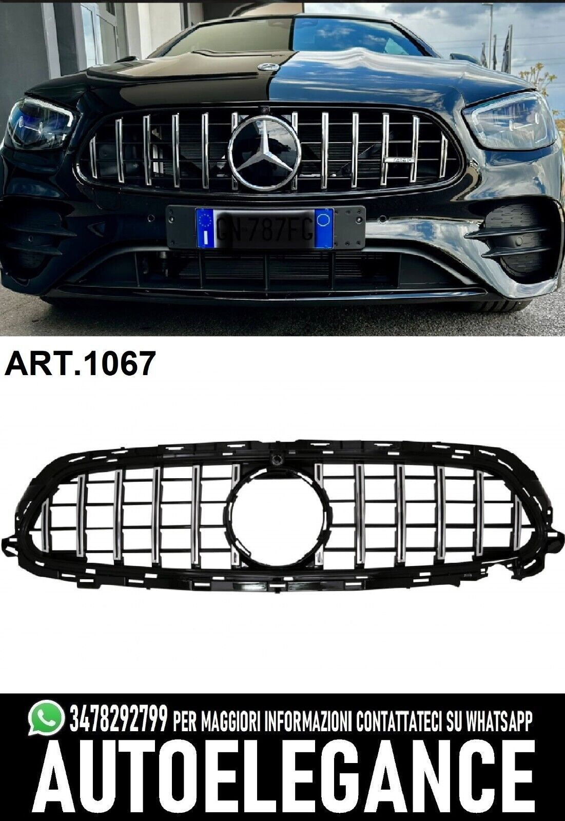 GRIGLIA MERCEDES CLASSE E W213 LIFT 2020+ AMG LOOK GT CROMATA