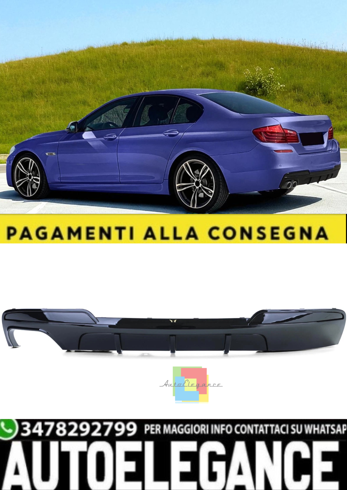 Difusor Trasero De Rendimiento Negro Brillante Adecuado Para BMW Serie 5 F10