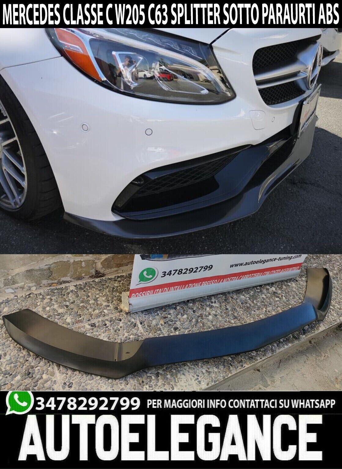 SOTTO PARAURTI ANTERIORE MERCEDES C W205 S205 C63 SPLITTER ABS 0026