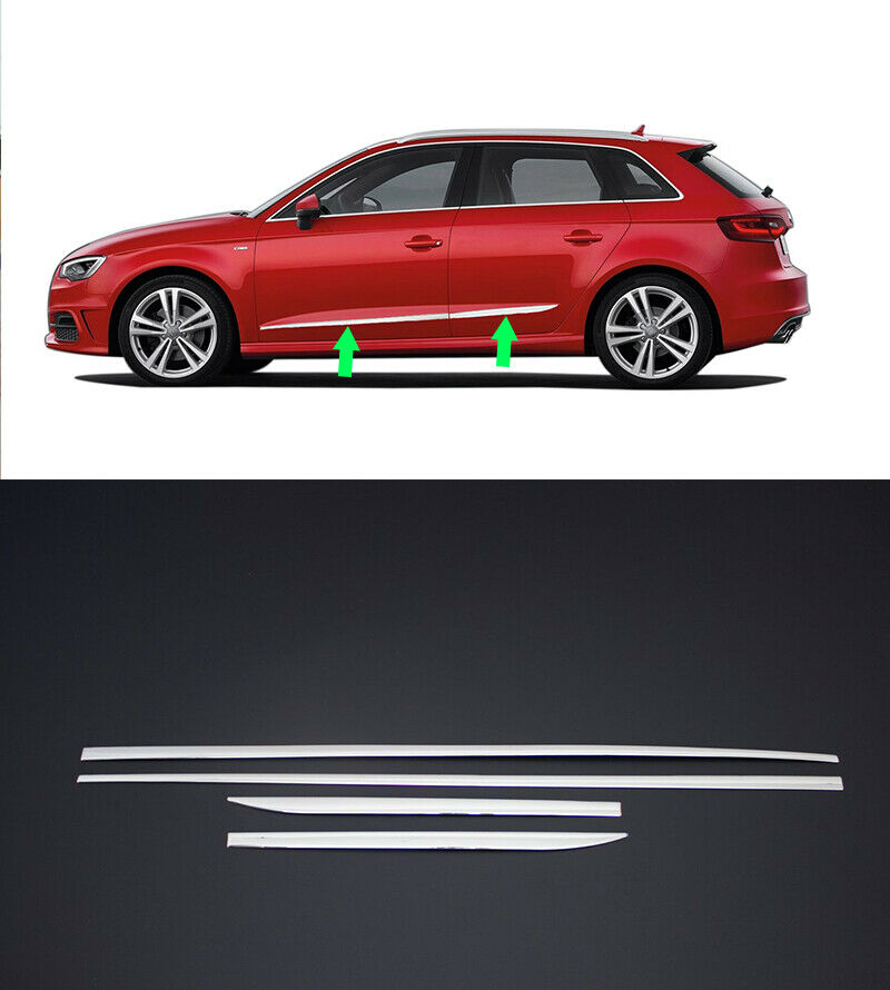 MODANATURE CROMATE LATERALI ADESIVE AUDI A3 8V SPORTBACK 2012+ ACCIAIO INOX