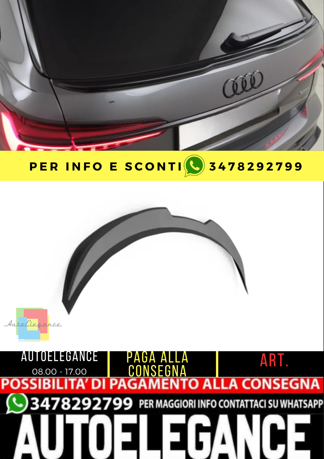 ? Estensione Spoiler Posteriore compatibile con AUDI S6 C8 Avant 2019+ Nero Luc?