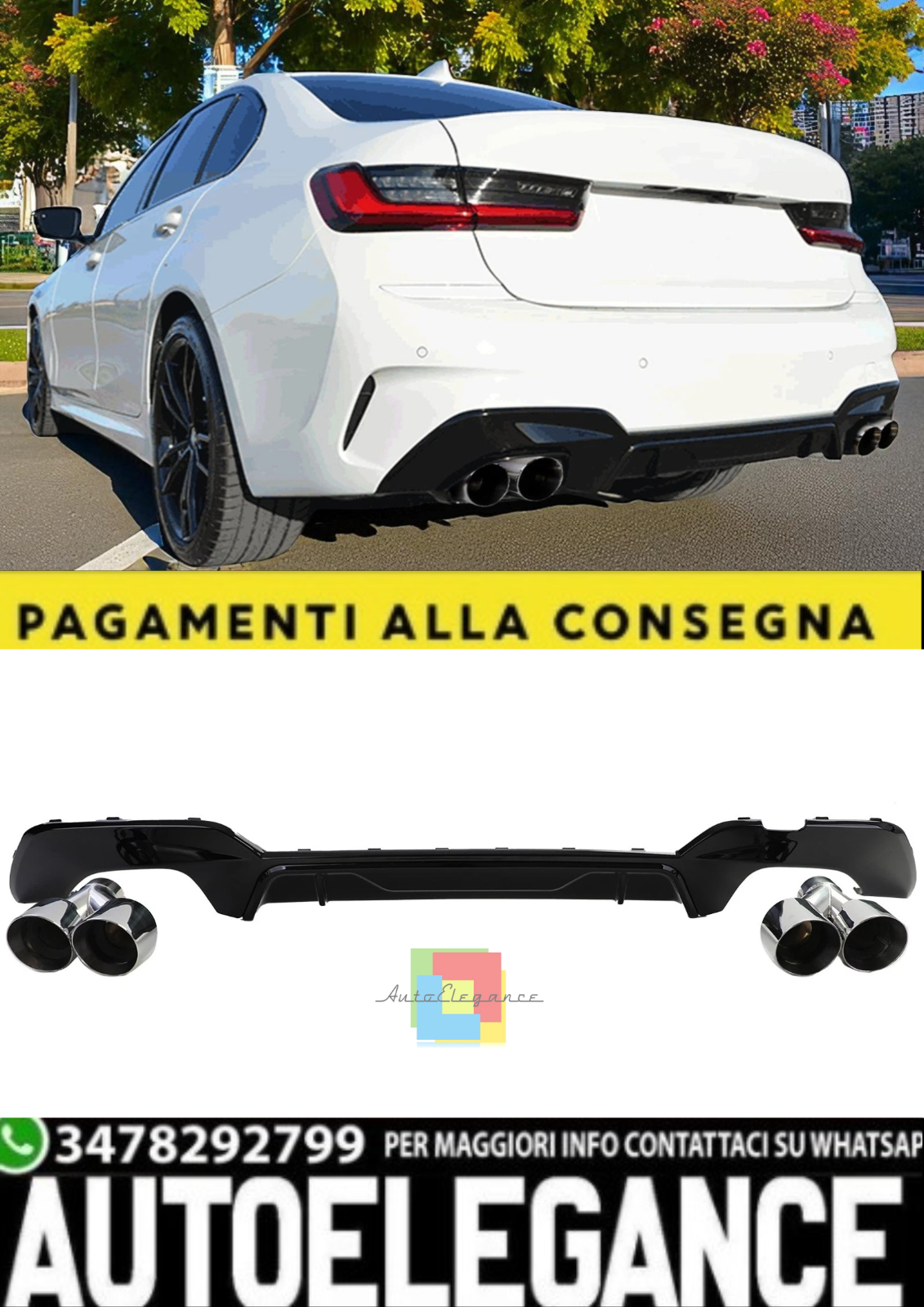 Difusor Trasero + Doble Salida de Escape para BMW Serie 3 G20