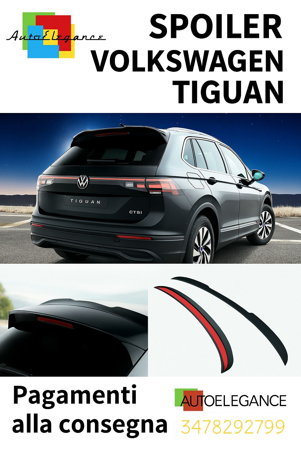 Spoiler Cap Adatto Per Volkswagen Tiguan Mk3