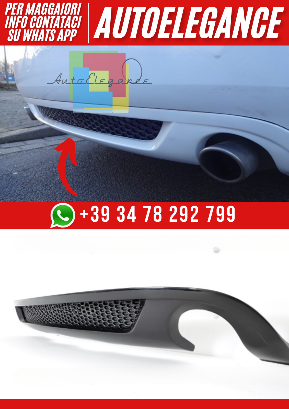 Diffuseur Arri&egrave;re pour Audi A5 Cabriolet 8F 2007&ndash;2011 Versio 2