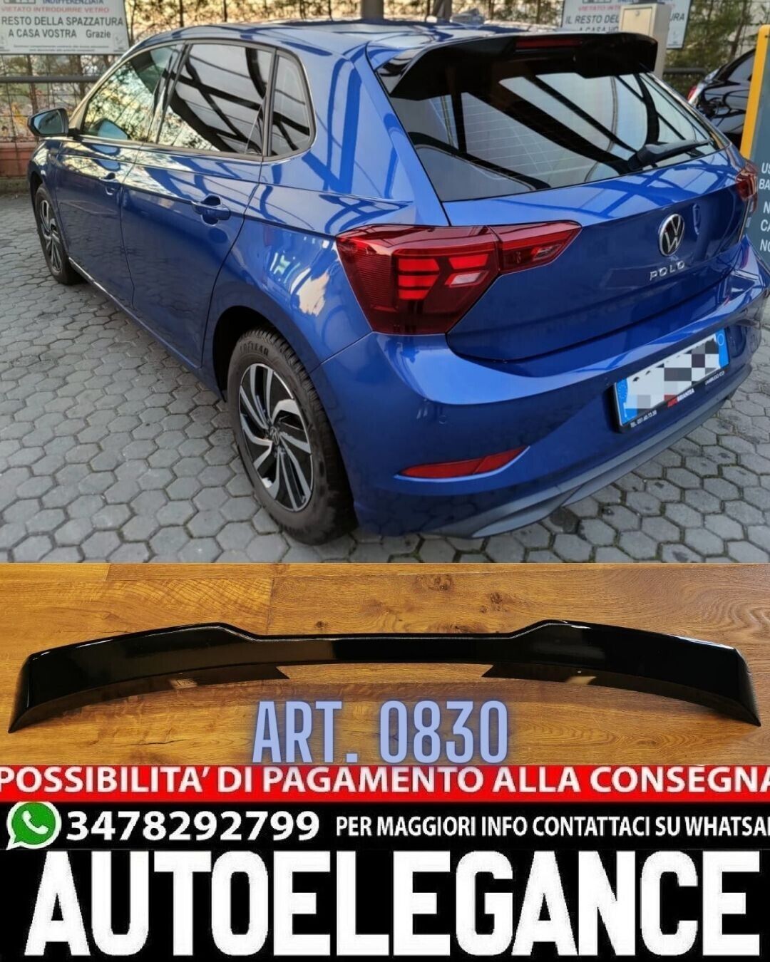 SPOILER ADECUADO PARA VW POLO AW1 LOOK GTI GTD RLINE LOOK NEGRO BRILLANTE