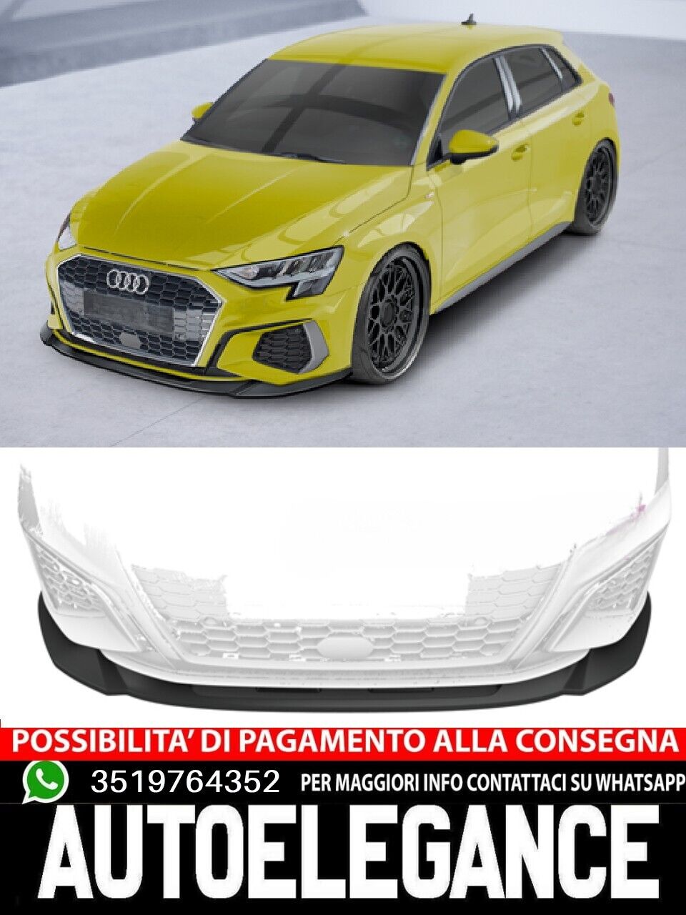 Cup-Spoilerlippe mit ABE f&uuml;r Audi A3 8Y S-Line / S3 8Y