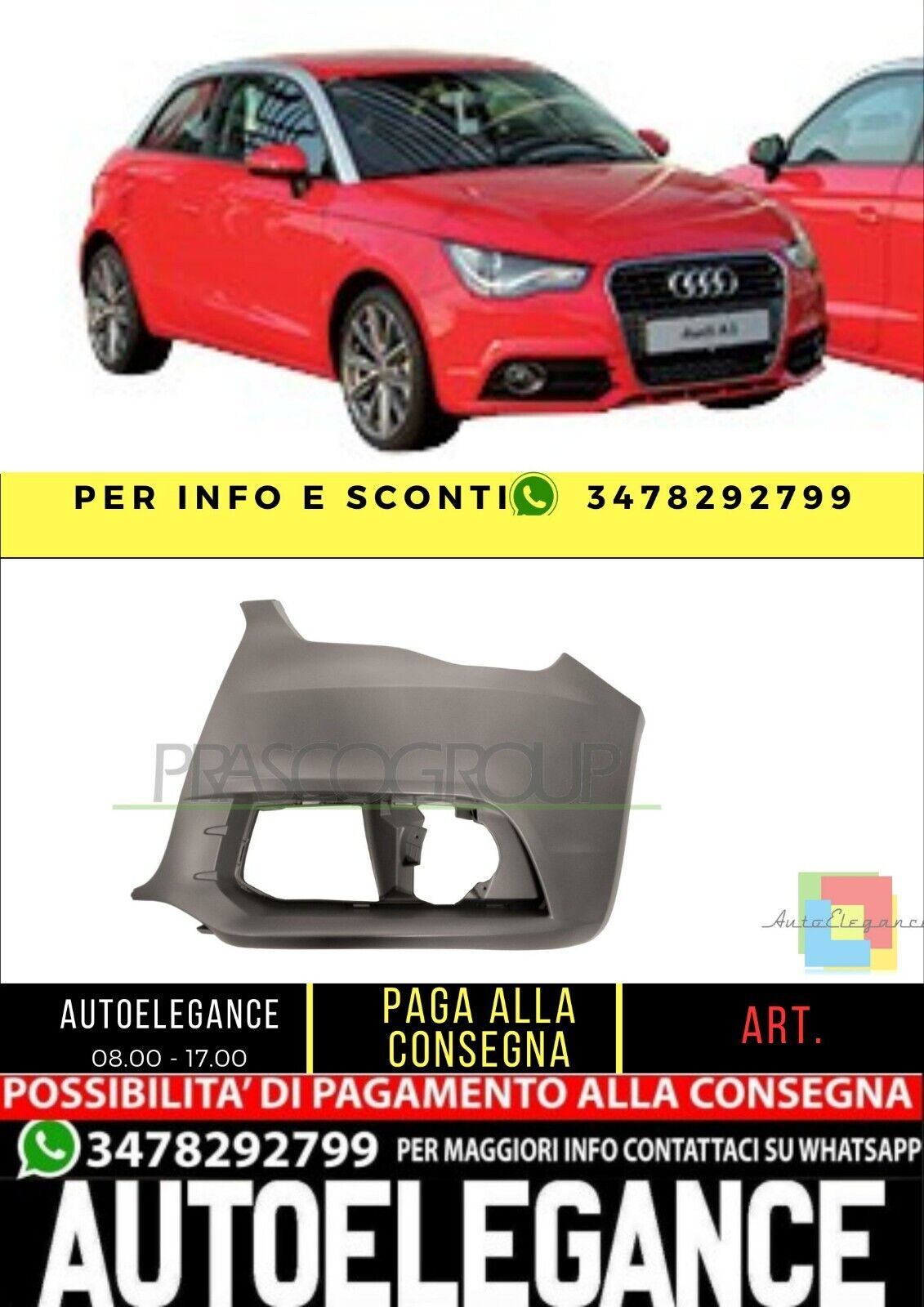 ?AD1201104 Parachoques Delantero Izquierdo Con Primer Para Audi A1 2010-2014?