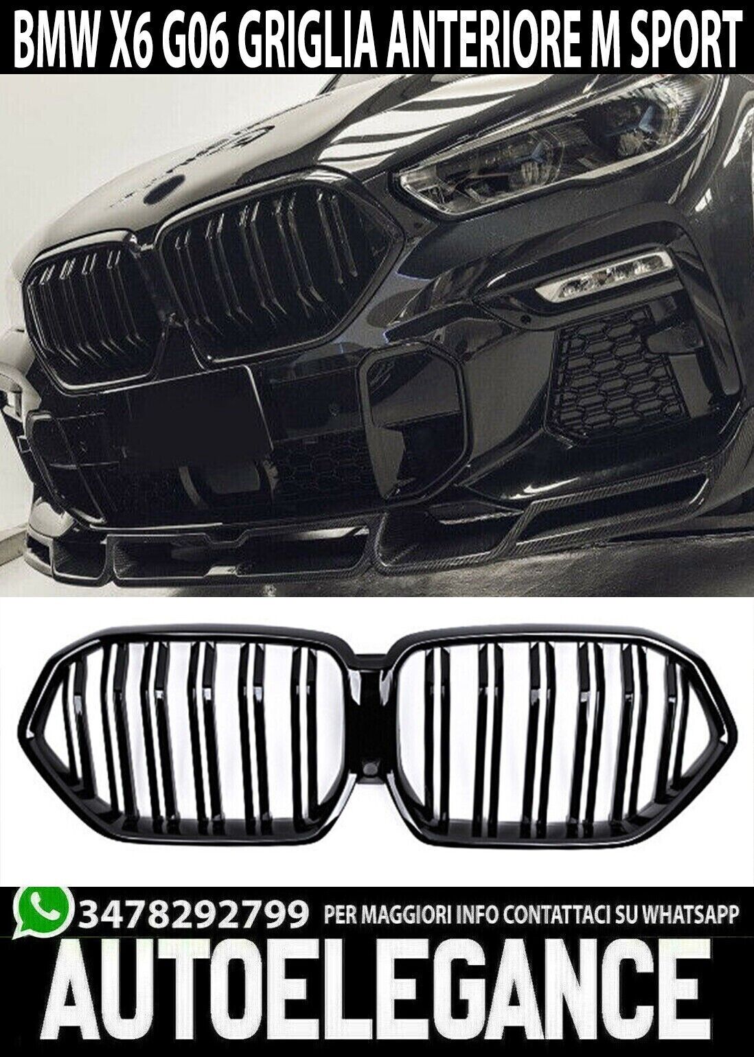 K&Uuml;HLERGRILL F&Uuml;R BMW X6 G06 2019+ M SPORT K&Uuml;HLERGRILL DOPPELSTREIFEN SCHWARZ