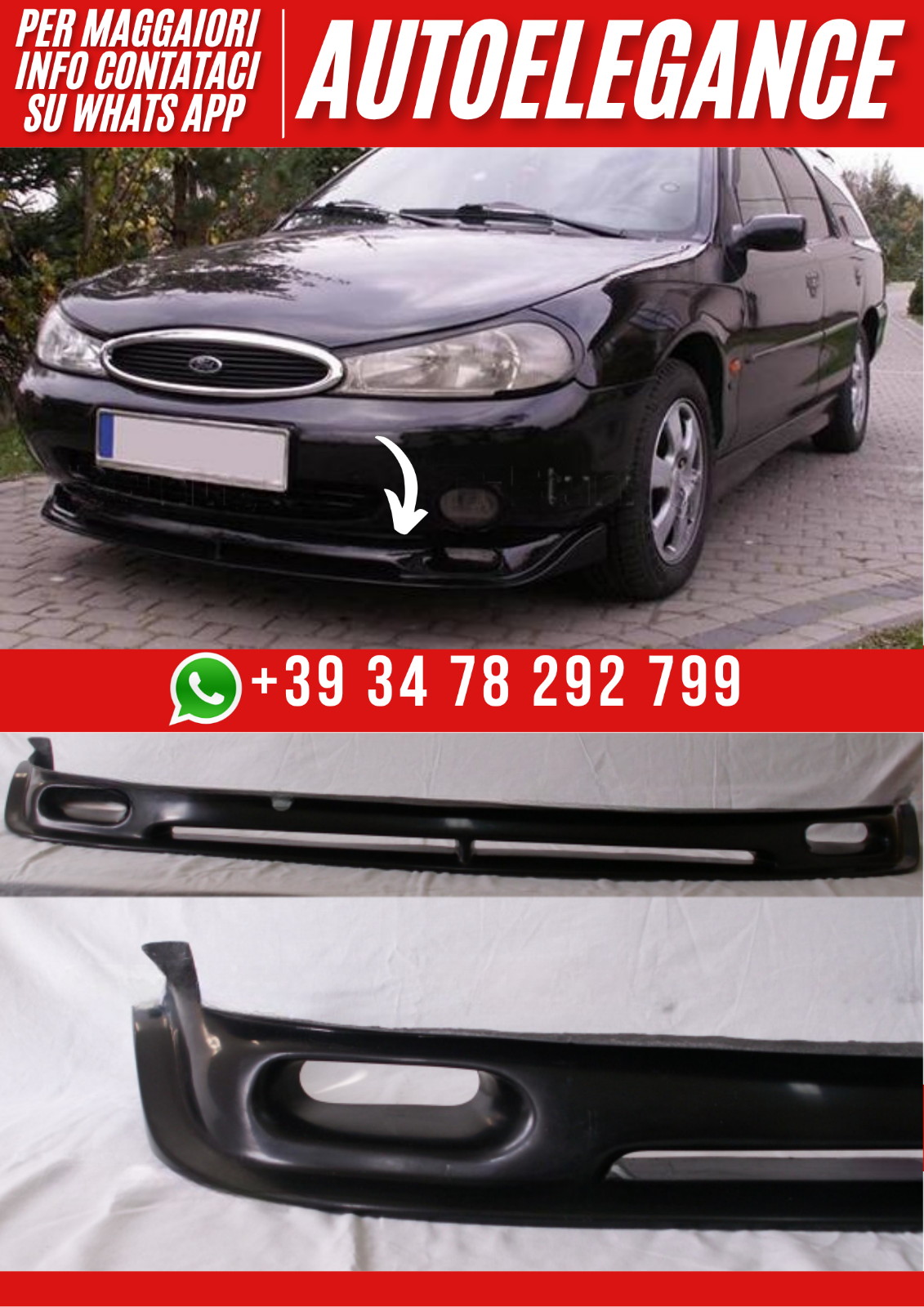 ❤?Spoiler Anteriore Compatibile con FORD MONDEO 1996&ndash;2000 ❤?