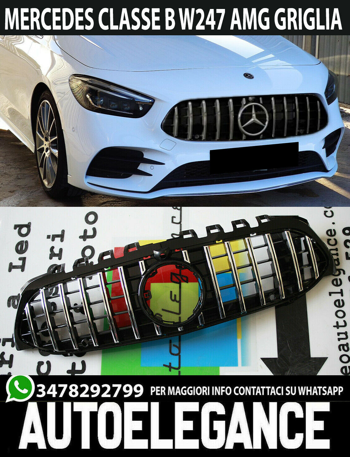 Gitter Vorne Mercedes B Klasse W247 Verkleidung AMG Panamericana Chrom