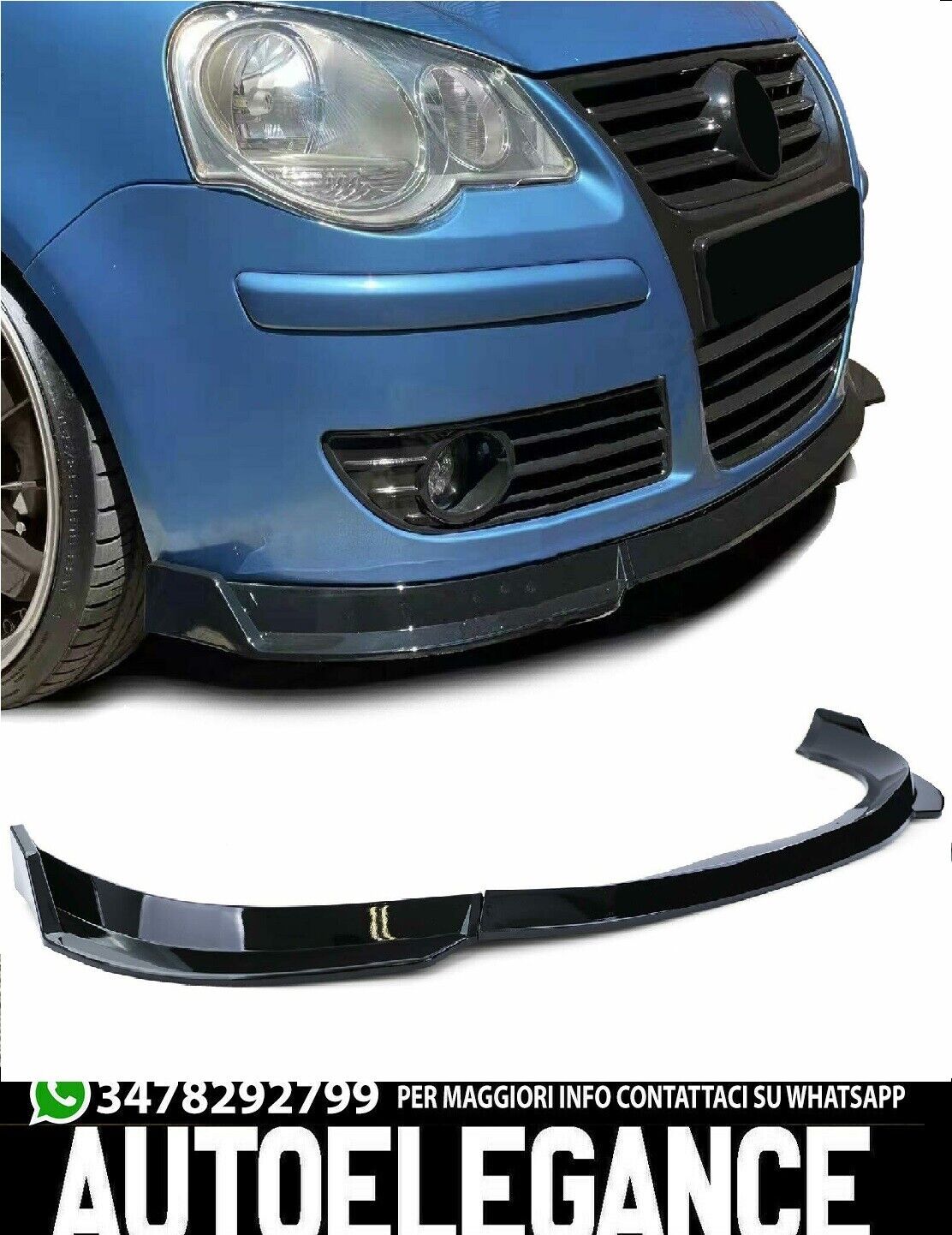 Splitter Vorne Schwarz Gl&auml;nzend Geeignet f&uuml;r VW Polo 9N3 05-09 Unten Sto&szlig;stange