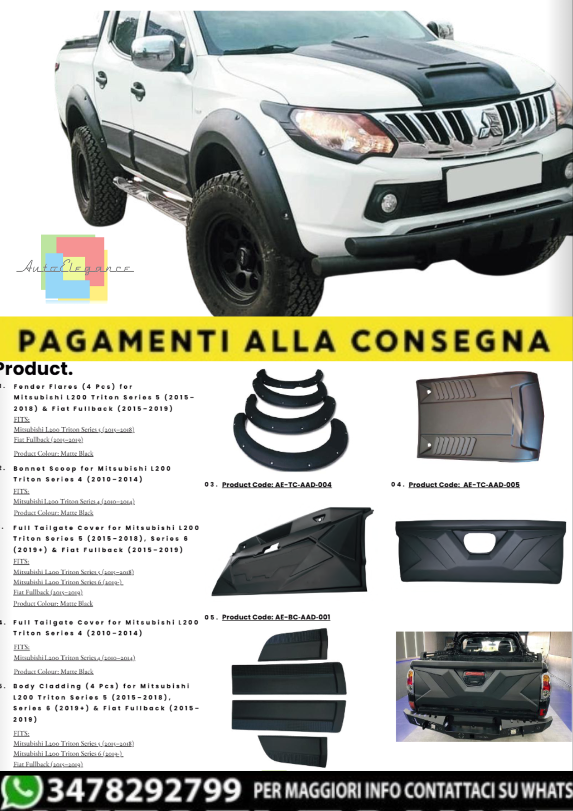 BODYKIT f&uuml;r Mitsubishi L200 Triton Serie 4/5/6 (2010&ndash;2024) & Fiat Verteidiger