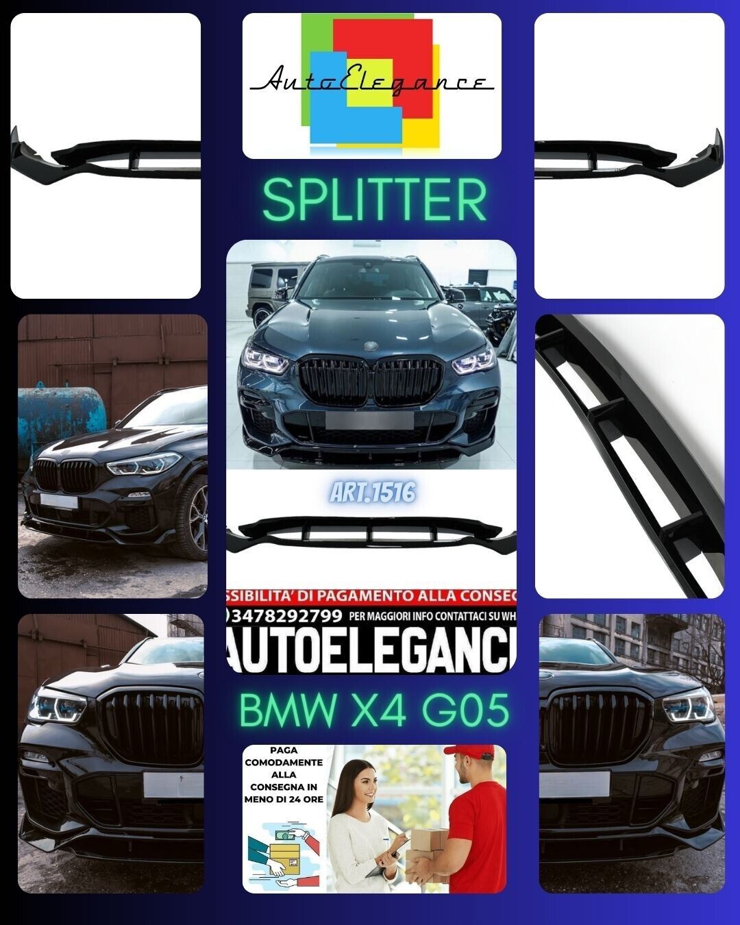 SPLITTER ADAPT&Eacute; POUR BMW X5 G05 2018-2022 LOOK NOIR BRILLANT DESIGN SPORTIF