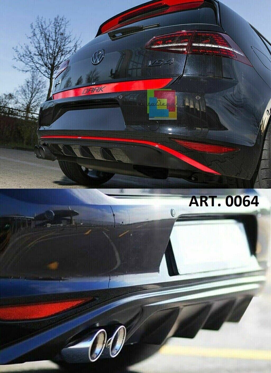 HECKSTOSSDIFFUSOR VW GOLF 7 2012-2016 IN ABS DOPPELTES TUNING LINKS