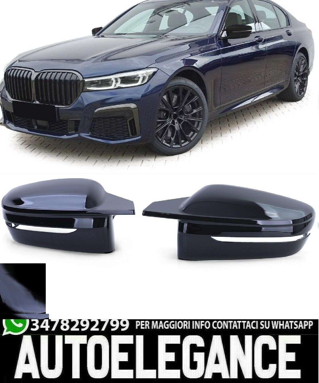 Calottes Miroirs Noir Poli Adapt&eacute; pour La Remplacement BMW Serie 7 G11 G12