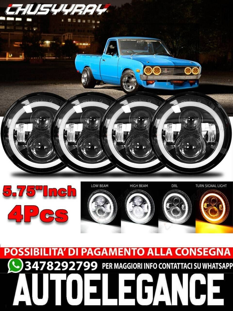 4PC 5 3/4 " 5.75 Zoll Leuchtt&uuml;rme Led- Round Hi/Lo Strahl f&uuml;r Datsun 620 Pickup