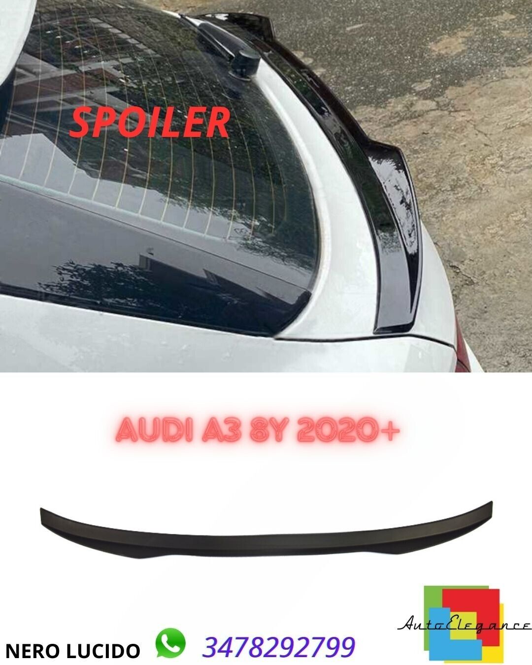 ??Gl&auml;nzend schwarzer Spoiler passend f&uuml;r Audi A3 8Y 2020+??