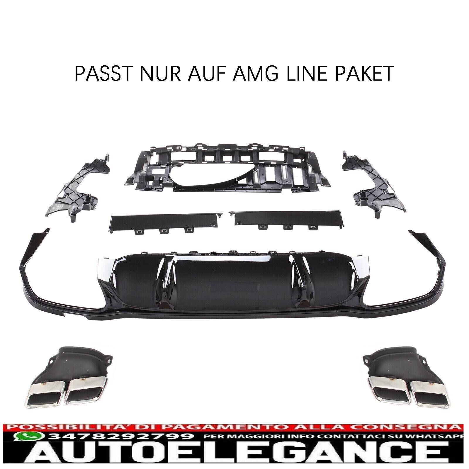 Diffusor Hinten Doppelt Endrohr f&uuml;r Mercedes w213 s213 Schwarz