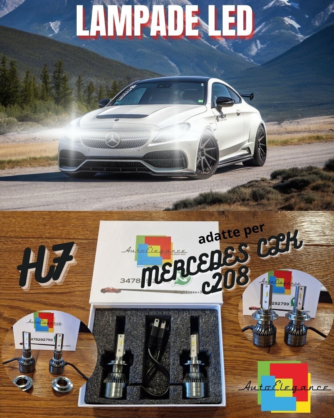 Kit de Bombillas LED para Mercedes Clase C W205 Cruce H7 Luz Blanca Canbus