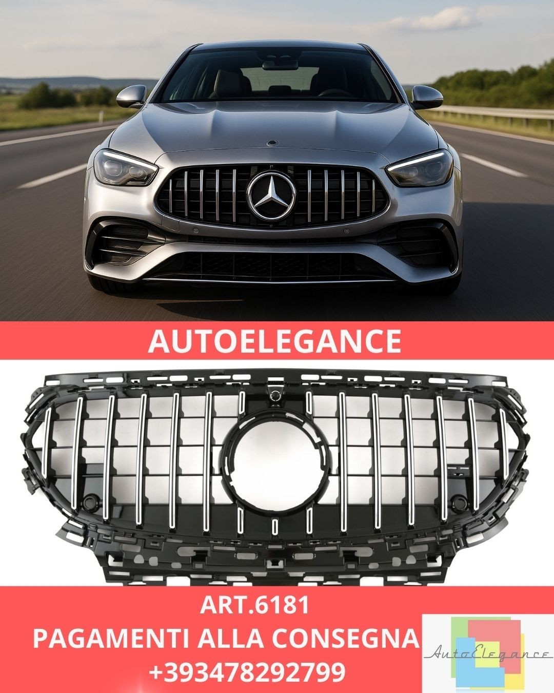 ART.6181 Panamericana GT Chrom-Sportgrill passend für Mercedes W214