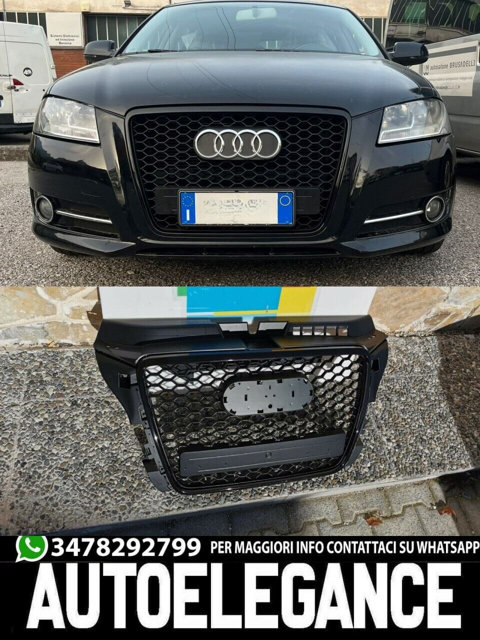 Gitter Geeignet f&uuml;r Audi A3 8P 2008-2012 Look RS3 Schwarz Design Sport