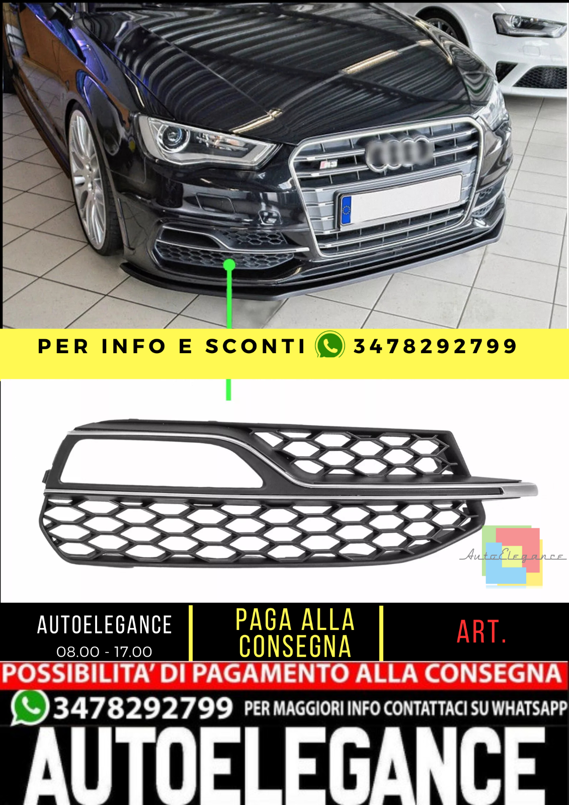 🐆griglia di ventilazione adatta per Audi A3 8V S3 berlina cabriolet🐆