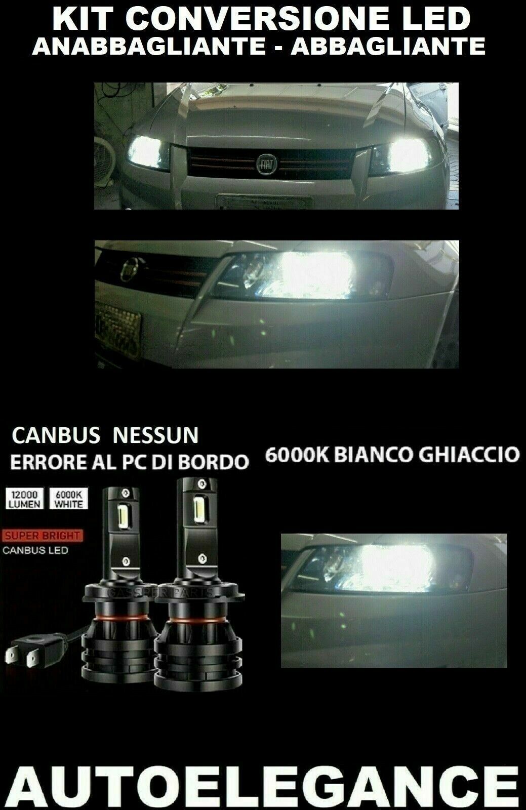 FIAT STILO LAMPADE ANABBAGLIANTI ABBAGLIANTI LED 16.000LM CAMBUS - AT