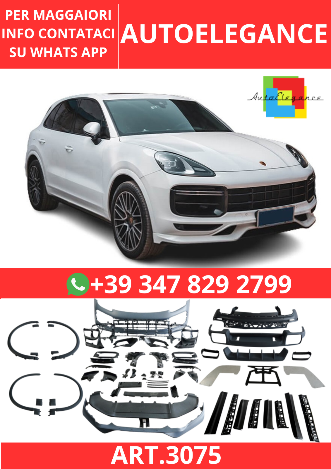 ART.3075 Bodykit Adapt&eacute; pour Porsche Cayenne 9Y0.1 2018-2023 Look Turbo