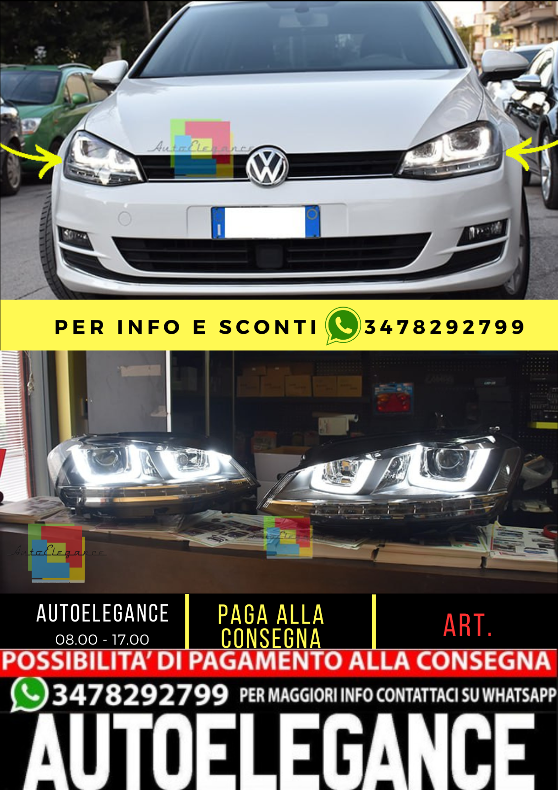 ✨FARI ANTERIORI FULL LED ADATTO PER Golf 7 solo fari alogeni ✨