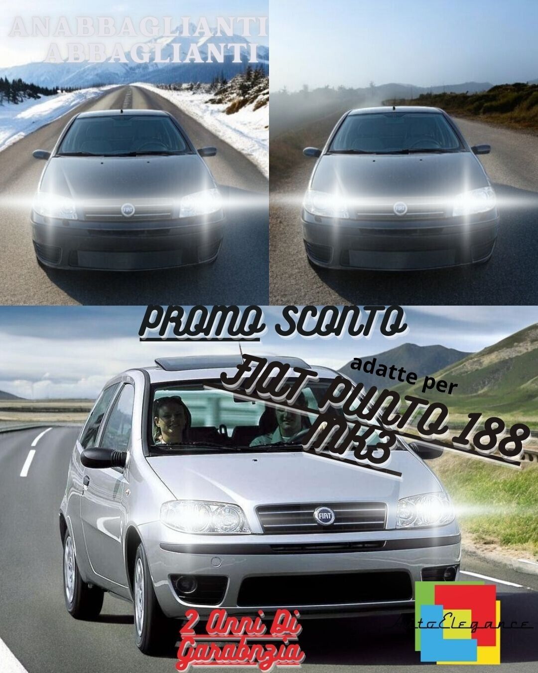 KIT FARI FULL LED FIAT PUNTO 188 MK3ANABBAGLIANTI ABBAGLIANTI LUCI POSIZIONE