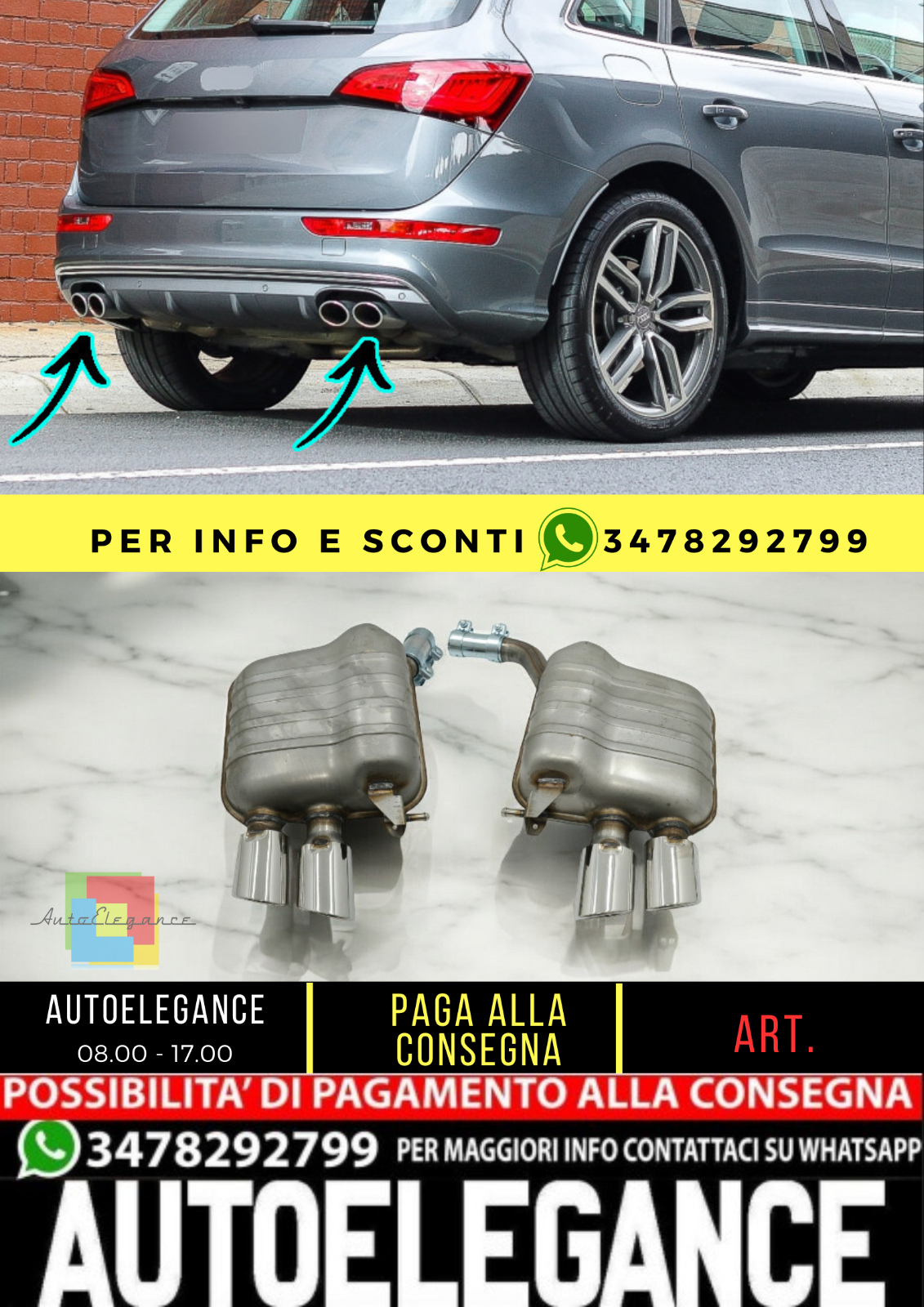 ?Sistema di scarico completo con doppi terminali di scarico adatti per Audi Q5 ?
