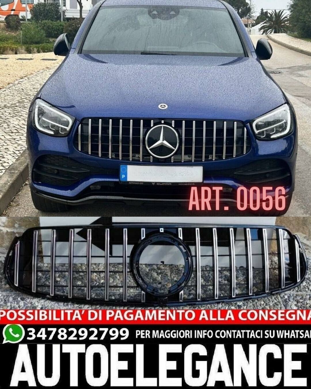 0056 GRILLE Pour MERCEDES GLC X253 C253 LIFT AMG 2019-2022 LOOK GT CHROM&Eacute;E