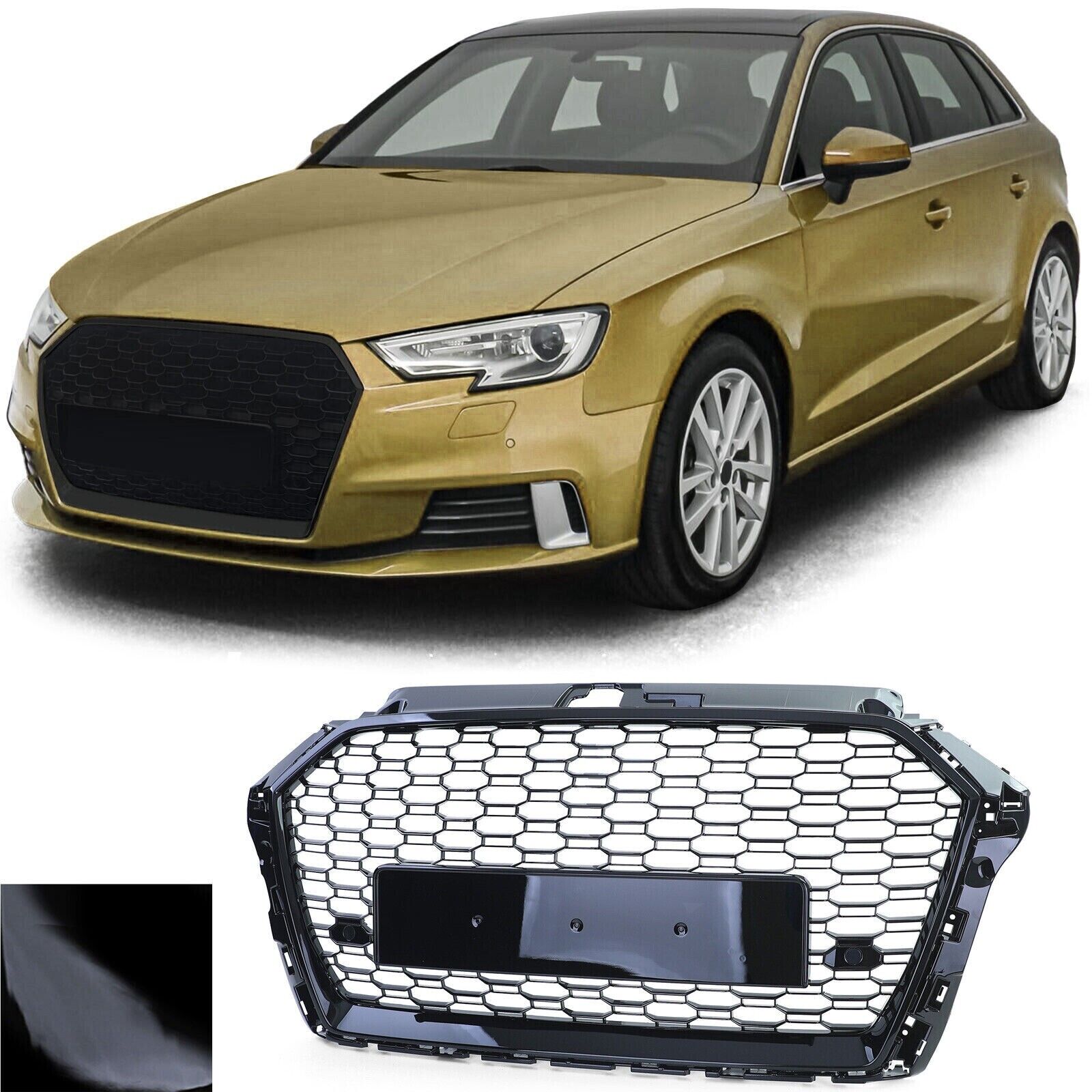 Reejilla Radiador Deportivo A Nido D' Abeja Negro Brillante para Audi A3 8V