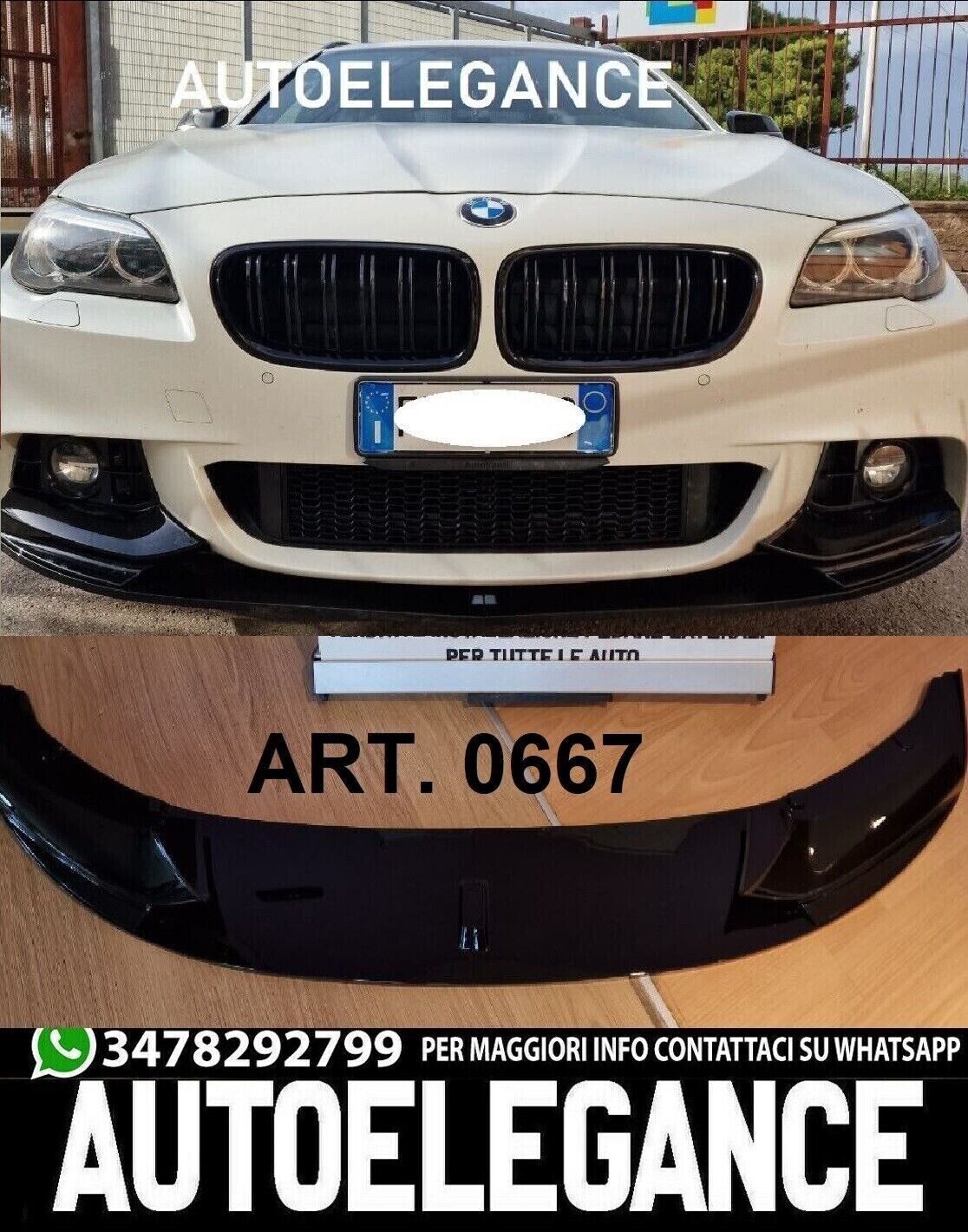 SPLITTER UNTER VORDERER STO&szlig;STANGE BMW SERIE 5 F10 F11 ABS GL&Auml;NZEND SCHWARZ 0667